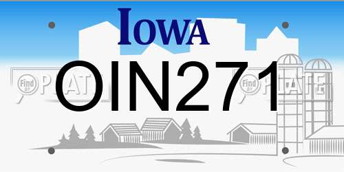 OIN271 Iowa License Plate