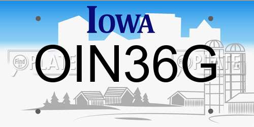 OIN36G Iowa License Plate