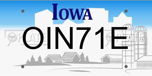 OIN71E Iowa License Plate