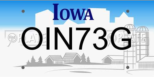 OIN73G Iowa License Plate