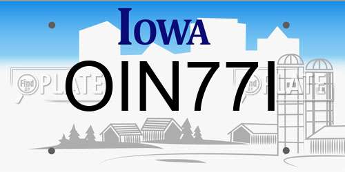 OIN77I Iowa License Plate