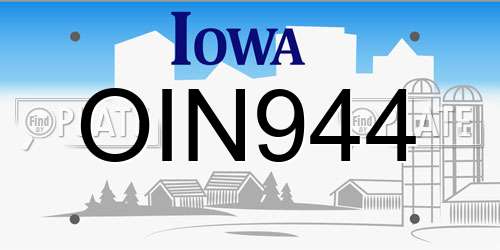 OIN944 Iowa License Plate