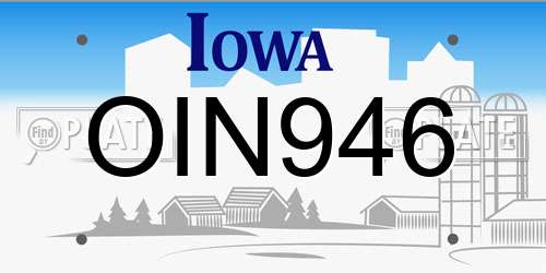 OIN946 Iowa License Plate