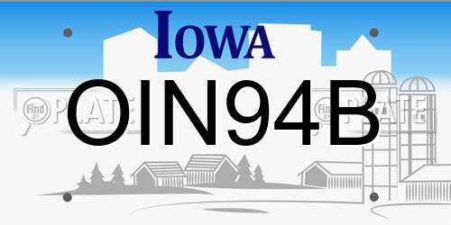 OIN94B Iowa License Plate