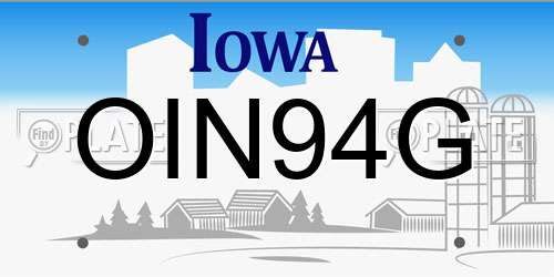 OIN94G Iowa License Plate