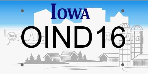 OIND16 Iowa License Plate