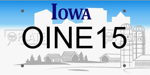 OINE15 Iowa License Plate