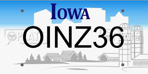 OINZ36 Iowa License Plate