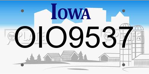 OIO9537 Iowa License Plate