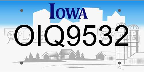 OIQ9532 Iowa License Plate