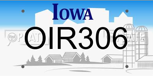 OIR306 Iowa License Plate