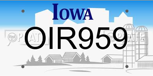 OIR959 Iowa License Plate