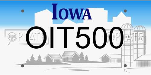 OIT500 Iowa License Plate
