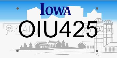 OIU425 Iowa License Plate