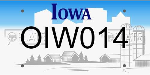 OIW014 Iowa License Plate
