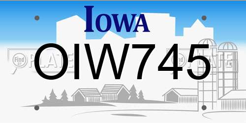 OIW745 Iowa License Plate