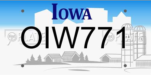 OIW771 Iowa License Plate