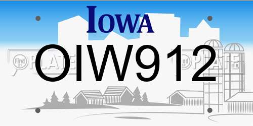 OIW912 Iowa License Plate