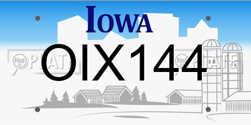 OIX144 Iowa License Plate