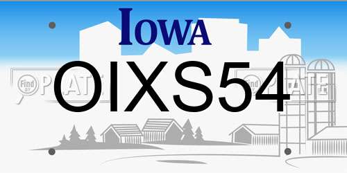 OIXS54 Iowa License Plate
