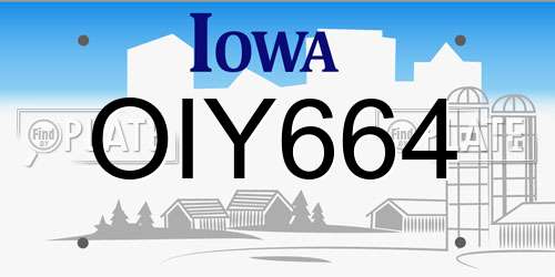 OIY664 Iowa License Plate