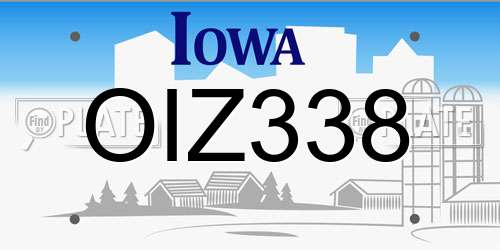 OIZ338 Iowa License Plate