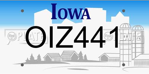 OIZ441 Iowa License Plate