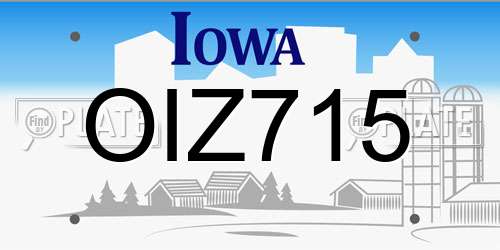 OIZ715 Iowa License Plate