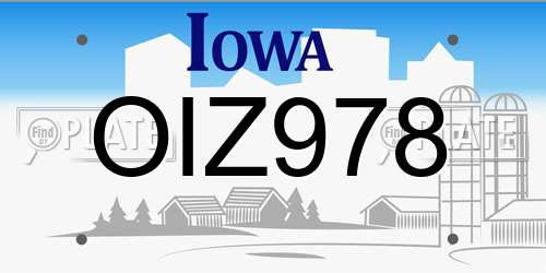 OIZ978 Iowa License Plate