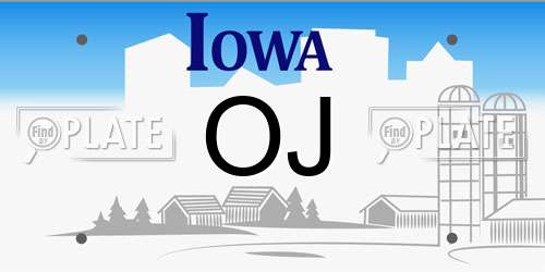 OJ Iowa License Plate