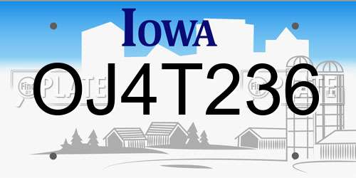 OJ4T236 Iowa License Plate