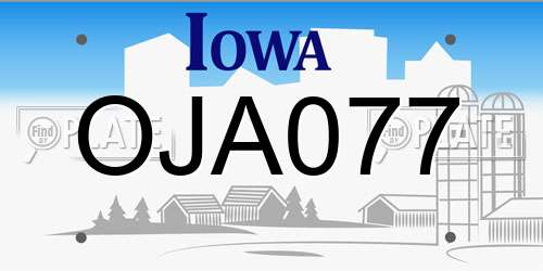 OJA077 Iowa License Plate