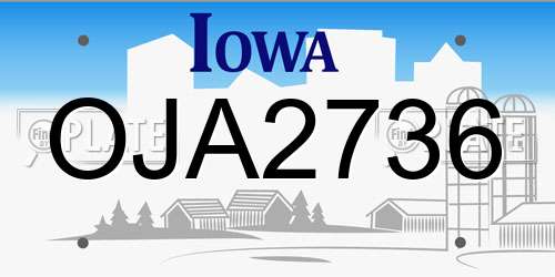 OJA2736 Iowa License Plate