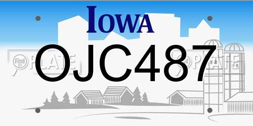 OJC487 Iowa License Plate