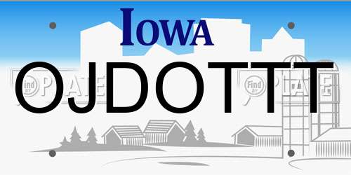OJDOTTT Iowa License Plate