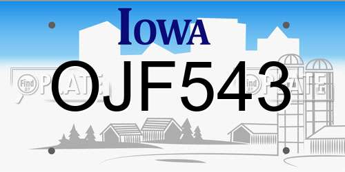 OJF543 Iowa License Plate
