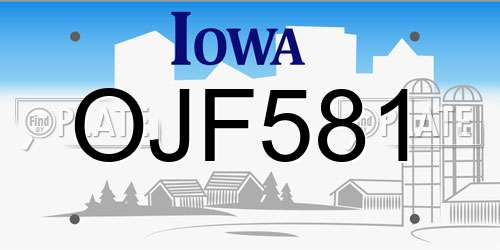 OJF581 Iowa License Plate