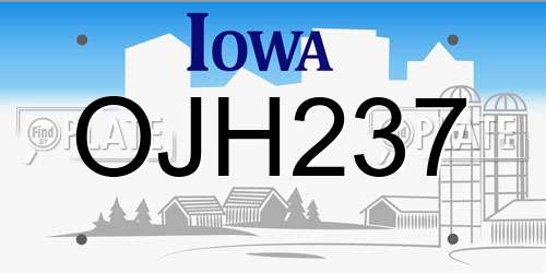 OJH237 Iowa License Plate
