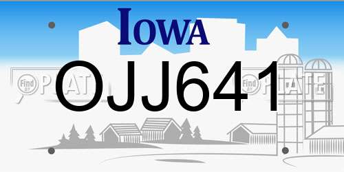 OJJ641 Iowa License Plate
