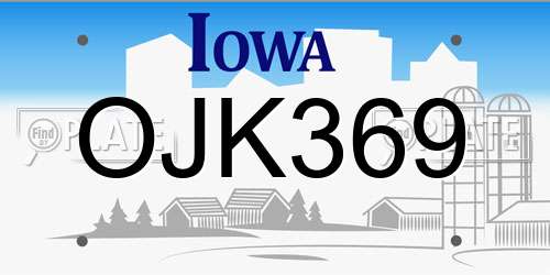 OJK369 Iowa License Plate