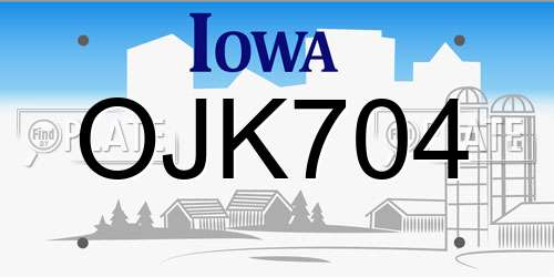 OJK704 Iowa License Plate