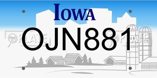 OJN881 Iowa License Plate