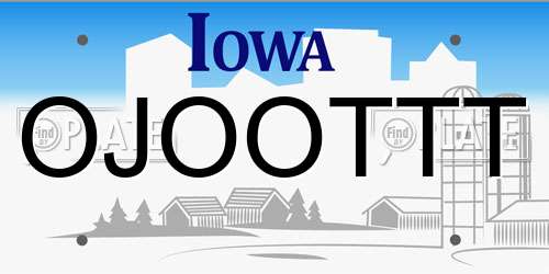 OJOOTTT Iowa License Plate