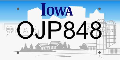 OJP848 Iowa License Plate