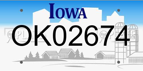 OK02674 Iowa License Plate