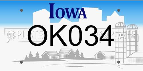 OK034 Iowa License Plate