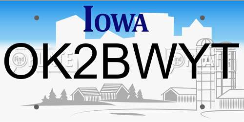 OK2BWYT Iowa License Plate