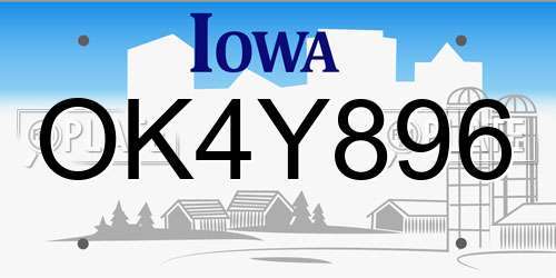 OK4Y896 Iowa License Plate