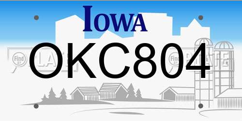 OKC804 Iowa License Plate