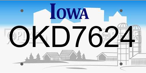OKD7624 Iowa License Plate